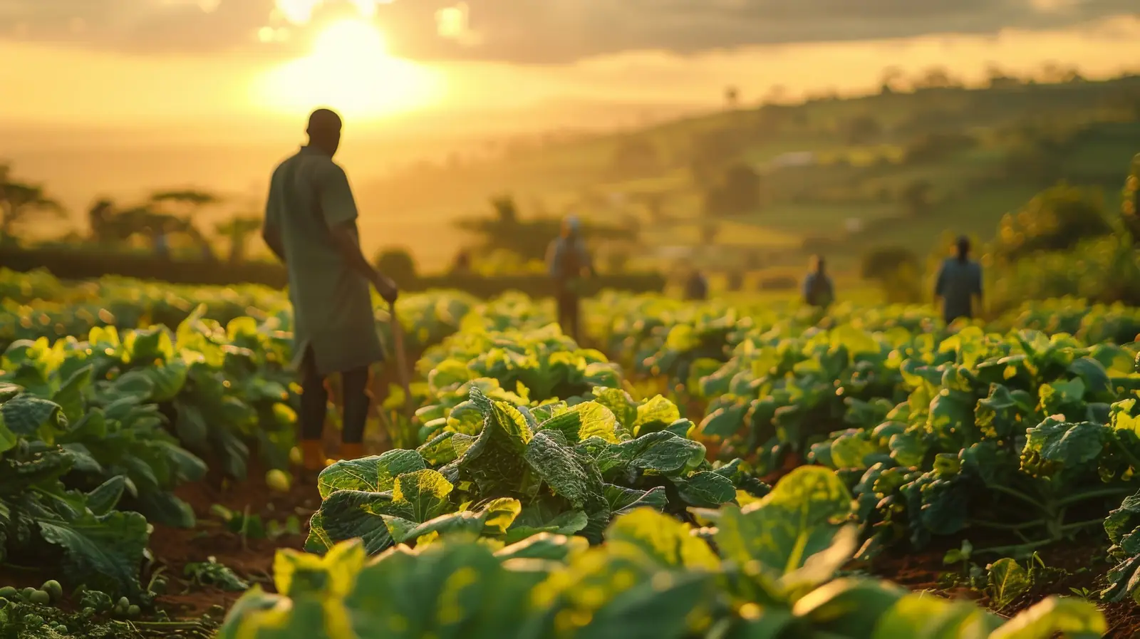Tobacco fields at sunset in Zimbabwe